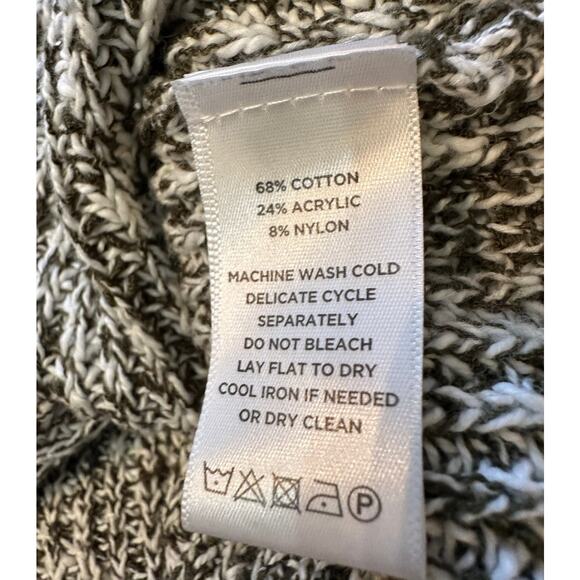 Lilla P Raglan Tieback Sweater Fitted Small Green/Gray Ivory Long Sleeve Keyhole - Picture 5 of 6